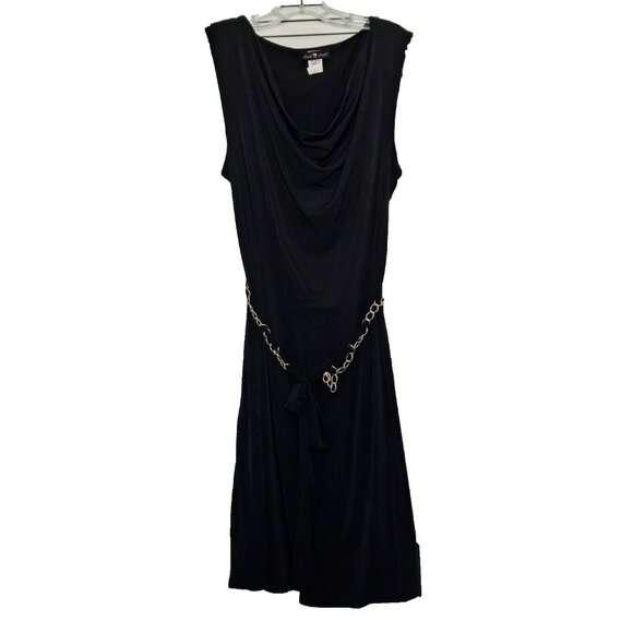Heart 2 Heart Dress Black Size 2X Sleeveless Gold Tone Chain Belt Design Womens - Picture 1 of 5